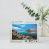 風光明媚なデトロイトウォーターフロントポストカード ポストカード (スタンド正面)