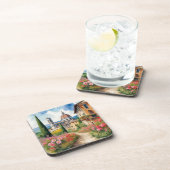 風光明媚なトスカーナの風景の水絵を描色の設定 コースター (右側)