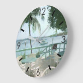 風光明媚なトロピカルウォーターボーツパームツリー ラージ壁時計 (傾斜)