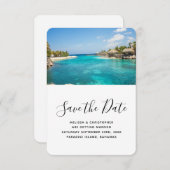 風光明媚なトロピカルビーチリゾートデスティネーションウェディング セーブザデート (正面/裏面)