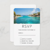 風光明媚なトロピカルビーチリゾートデスティネーションウェディング 出欠カード (正面/裏面)