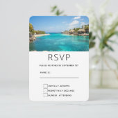 風光明媚なトロピカルビーチリゾートデスティネーションウェディング 出欠カード (スタンド正面)