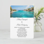 風光明媚なトロピカルビーチリゾートデスティネーションウェディング 招待状 (スタンド正面)