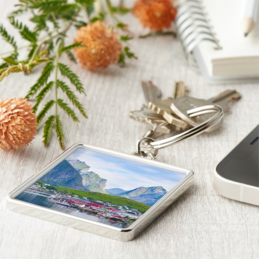 風光明媚なノルウェーの風景ロフテン諸島ノルウェー キーホルダー (側面)