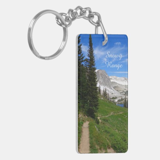 風光明媚なハイキング雪のレンジマウンテンサミットワイオミング キーホルダー (正面左)