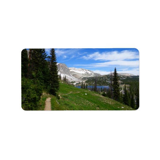 風光明媚なハイキング雪のレンジマウンテンサミットワイオミング ラベル (正面)