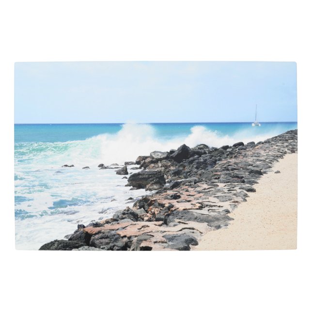 風光明媚なハワイアンコーストメタルウォールアート30 x 20 メタルプリント (正面)