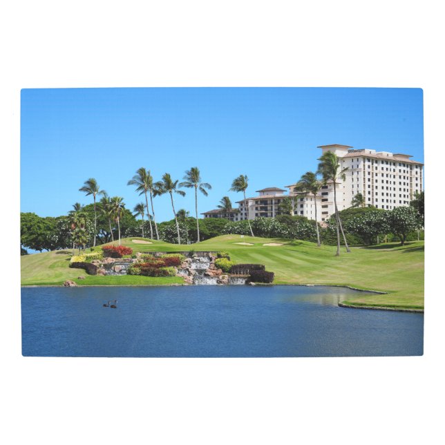 風光明媚なハワイゴルフコースメタルウォールアート30 x 20 メタルプリント (正面)