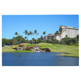 風光明媚なハワイゴルフコースメタルウォールアート36 x 24 メタルプリント