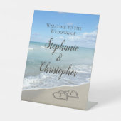風光明媚なハートザサンドビーチ結婚式へようこそ 台座サイン (正面)