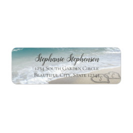 風光明媚なハートザサンドビーチ結婚式アドレス ラベル