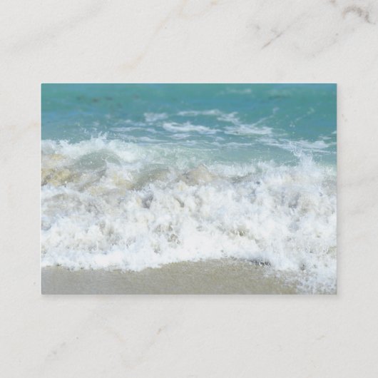 風光明媚なハートザサンドビーチ結婚式RSVP返信 名刺 (裏面)