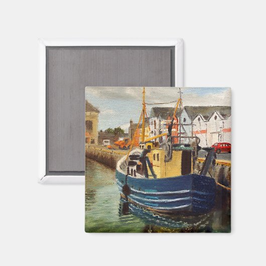 風光明媚なハーバーインゴールウェイシティアイルランド魚釣りボート マグネット (正面/裏面)