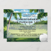 風光明媚なパームゴルフバースデーパーティーへの招待 招待状 (正面/裏面)