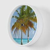 風光明媚なパームツリーオンザトロピカルビーチ 壁時計 (傾斜)