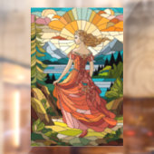 風光明媚なビスタの女性：ステンドグラスの優雅さ ウィンドウサイン (シート2)