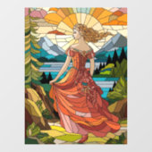 風光明媚なビスタの女性：ステンドグラス優雅さA ウィンドウサイン (シート)