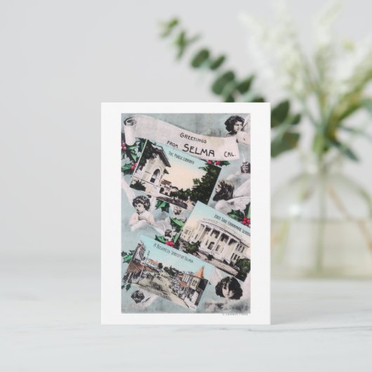 風光明媚なビューからの挨拶Selma, CA ポストカード (スタンド正面)