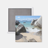 風光明媚なビーチアットザバスオンヴァージンゴルダ， BVI マグネット (正面/裏面)