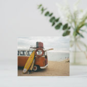 風光明媚なビーチアートサマーバケーションヴィンテージビーチImg ポストカード (スタンド正面)