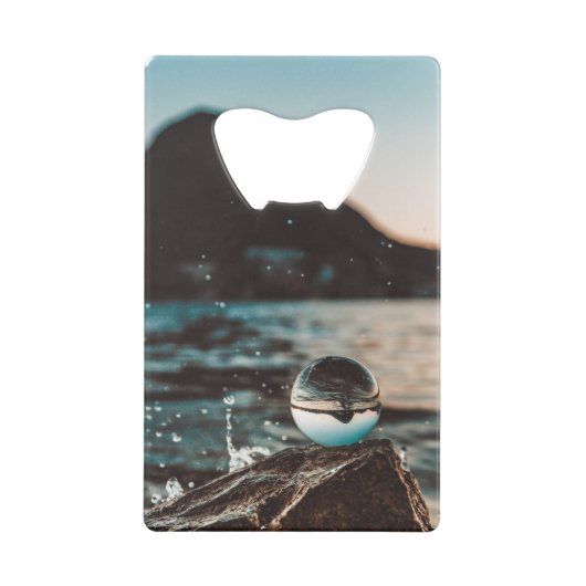 風光明媚なビーチアート海画像カッコいい写真Bea クレジットカード栓抜き (裏面)