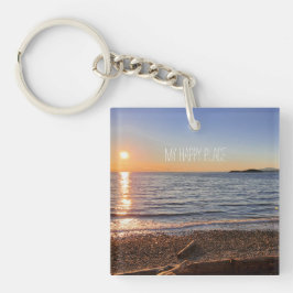 風光明媚なビーチサンセットフォト キーホルダー
