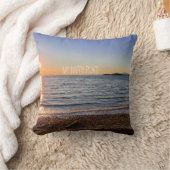 風光明媚なビーチサンセットフォト クッション (ブランケット)