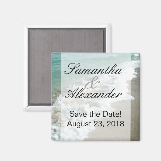風光明媚なビーチ目的地の結婚式の日付を保存 マグネット (正面/裏面)