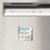 風光明媚なビーチ目的地の結婚式の日付を保存 マグネット (インサイチュ (食洗機))