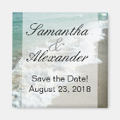 風光明媚なビーチ目的地の結婚式の日付を保存 マグネット (正面)