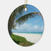 風光明媚なビーチ、サイドパームブランチ セラミックオーナメント (左)