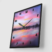 風光明媚なピンクの風景 スクエア壁時計 (傾斜)