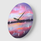 風光明媚なピンクの風景 ラージ壁時計 (傾斜)