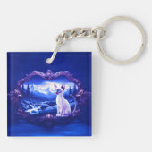 風光明媚なフレームのシャム猫 キーホルダー (裏面)