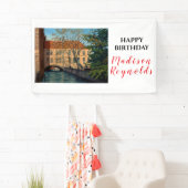 風光明媚なブリュージュカナルビュー誕生日バナー 横断幕 (インサイチュ)