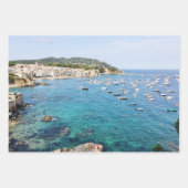 風光明媚なブルー海スペイン旅行写真 ラッピングペーパーシート (正面2)