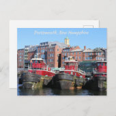 風光明媚なポーツマス・ニューハンプシャーハーバータグボート ポストカード (正面/裏面)