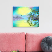 風光明媚なマウンテンレイクランドスケープ キャンバスプリント (インサイチュ (リビング))