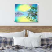 風光明媚なマウンテンレイクランドスケープ キャンバスプリント (インサイチュ (寝室))