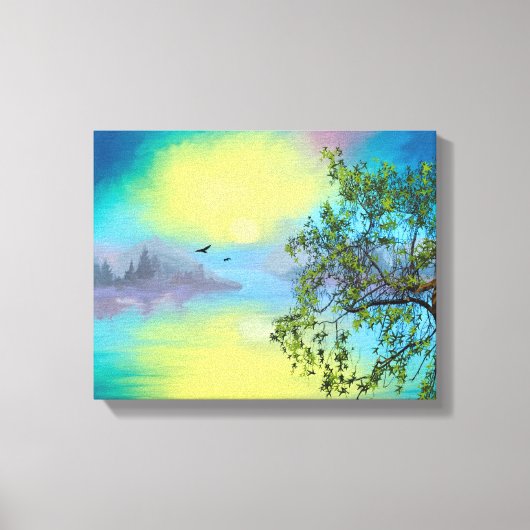 風光明媚なマウンテンレイクランドスケープ キャンバスプリント (正面)