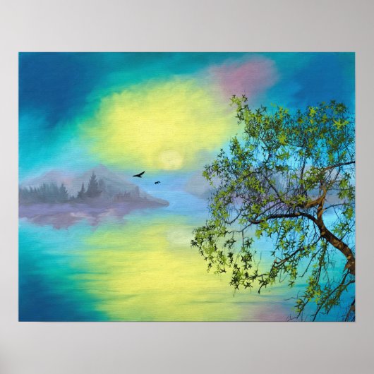 風光明媚なマウンテンレイクランドスケープ ポスター (正面)
