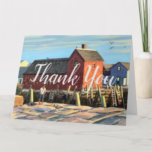 風光明媚なモチーフ#1ロックポート魚釣りシャックサンキューC サンキューカード (正面)