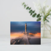 風光明媚なライトハウスサンセットストームビューティフルランドスケープ ポストカード (スタンド正面)