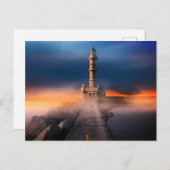 風光明媚なライトハウスサンセットストームビューティフルランドスケープ ポストカード (正面/裏面)