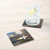 風光明媚なライトハウスビーコン スクエアペーパーコースター (インサイチュ)