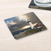 風光明媚なライトハウスビーコン スクエアペーパーコースター (アングル)