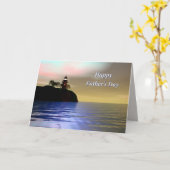 風光明媚なライトハウスファーザーズデイ カード (黄色い花)