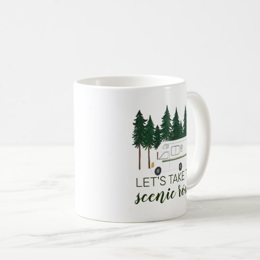 風光明媚なルートへ行こうヴァンカンパーRVの木 コーヒーマグカップ (正面右)