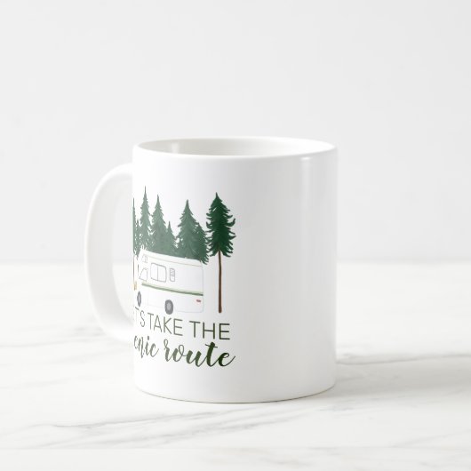 風光明媚なルートへ行こうヴァンカンパーRVの木 コーヒーマグカップ (正面左)