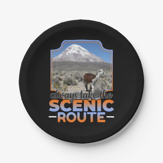 風光明媚なルートを取る – ラマ冒険家 ペーパープレート (正面)